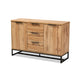 Baxton Studio Reid Modern and Contemporary Industrial Oak Finished Wood and Black Metal 3-Drawer Sideboard Buffet
