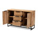 Baxton Studio Reid Modern and Contemporary Industrial Oak Finished Wood and Black Metal 3-Drawer Sideboard Buffet