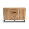 Baxton Studio Reid Modern and Contemporary Industrial Oak Finished Wood and Black Metal 3-Drawer Sideboard Buffet