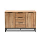 Baxton Studio Reid Modern and Contemporary Industrial Oak Finished Wood and Black Metal 3-Drawer Sideboard Buffet