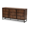 Baxton Studio Neil Modern and Contemporary Walnut Brown Finished Wood and Black Finished Metal 3-Door Dining Room Sideboard Buffet