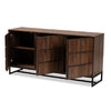 Baxton Studio Neil Modern and Contemporary Walnut Brown Finished Wood and Black Finished Metal 3-Door Dining Room Sideboard Buffet