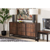 Baxton Studio Neil Modern and Contemporary Walnut Brown Finished Wood and Black Finished Metal 3-Door Dining Room Sideboard Buffet