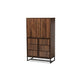 Baxton Studio Neil Modern and Contemporary Walnut Brown Finished Wood and Black Finished Metal Multipurpose Storage Cabinet