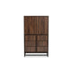 Baxton Studio Neil Modern and Contemporary Walnut Brown Finished Wood and Black Finished Metal Multipurpose Storage Cabinet