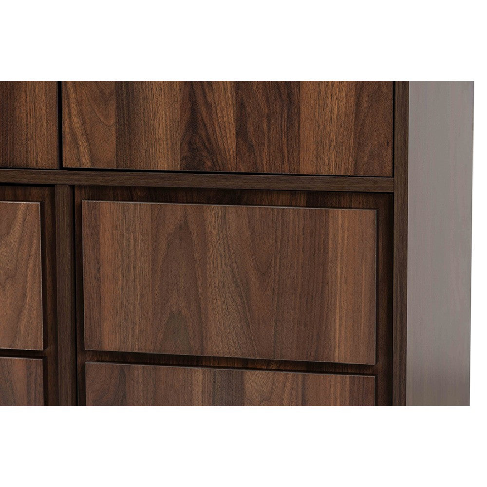 Baxton Studio Neil Modern and Contemporary Walnut Brown Finished Wood and Black Finished Metal Multipurpose Storage Cabinet