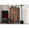Baxton Studio Neil Modern and Contemporary Walnut Brown Finished Wood and Black Finished Metal Multipurpose Storage Cabinet