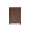 Baxton Studio Nissa Modern and Contemporary Walnut Brown Finished Wood 2-Door Shoe Storage Cabinet WHI-MPC8017-Walnut-Shoe-Cabinet
