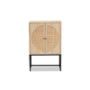 Baxton Studio Ardon Bohemian Light Brown Finished Wood and Black Metal 2-Door Storage Cabinet with Natural Rattan WHI-MUS-003-Natural-Black