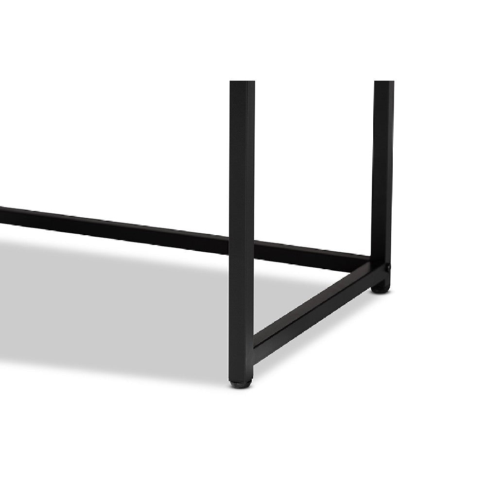 Baxton Studio Ardon Bohemian Light Brown Finished Wood and Black Metal 2-Door Storage Cabinet with Natural Rattan WHI-MUS-003-Natural-Black