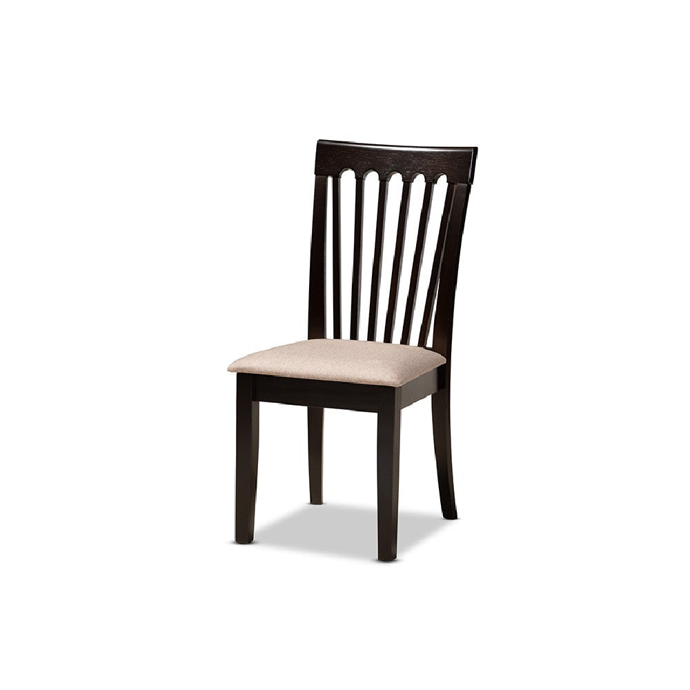 Baxton Studio Maisie Modern and Contemporary Sand Fabric Upholstered and Dark Brown Finished Wood 5-Piece Dining Set