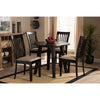 Baxton Studio Maisie Modern and Contemporary Sand Fabric Upholstered and Dark Brown Finished Wood 5-Piece Dining Set