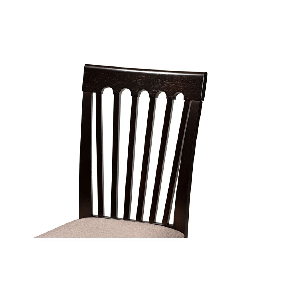 Baxton Studio Maisie Modern and Contemporary Sand Fabric Upholstered and Dark Brown Finished Wood 5-Piece Dining Set