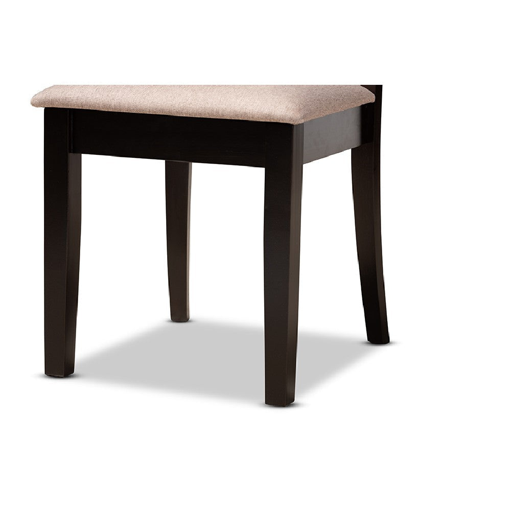 Baxton Studio Maisie Modern and Contemporary Sand Fabric Upholstered and Dark Brown Finished Wood 5-Piece Dining Set