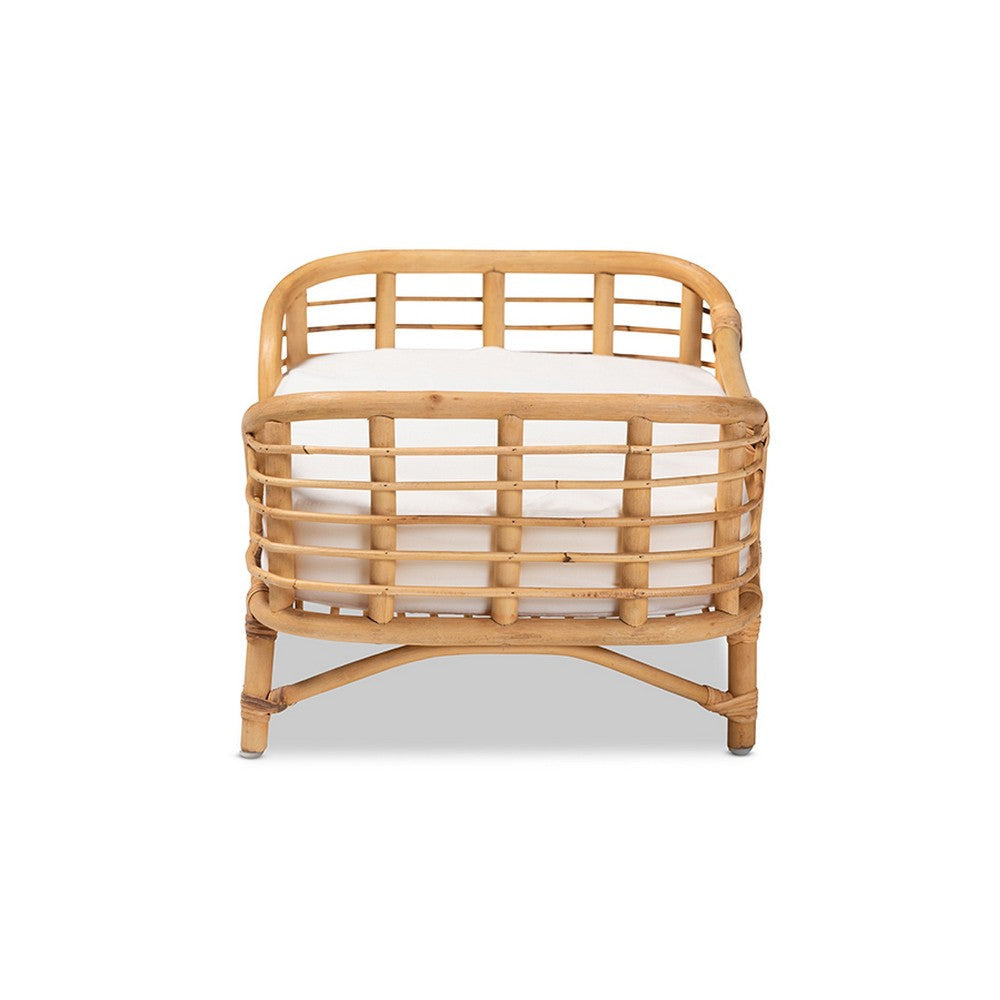bali & pari Malino Modern Bohemian Natural Brown Rattan Pet Bed with Cushion WHI-Malino-Rattan-Pet-Bed