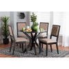 Baxton Studio Mana Modern Sand Fabric and Dark Brown Finished Wood 5-Piece Dining Set WHI-Mana-Sand-Dark-Brown-5PC-Dining-Set