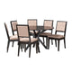 Baxton Studio Mana Modern Sand Fabric and Dark Brown Finished Wood 7-Piece Dining Set WHI-Mana-Sand-Dark-Brown-7PC-Dining-Set
