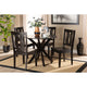 Baxton Studio Mare Modern and Contemporary Transitional Dark Brown Finished Wood 5-Piece Dining Set