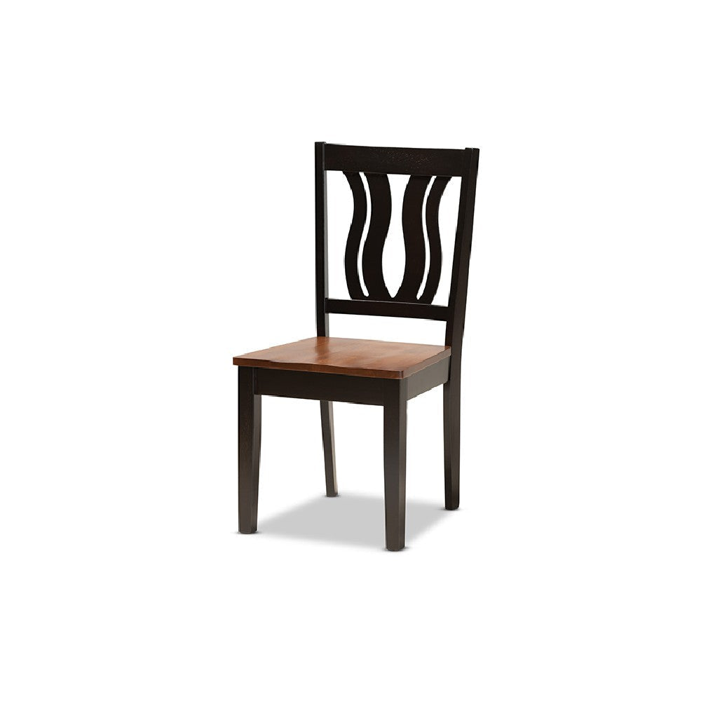 Baxton Studio Mare Modern and Contemporary Transitional Two-Tone Dark Brown and Walnut Brown Finished Wood 5-Piece Dining Set