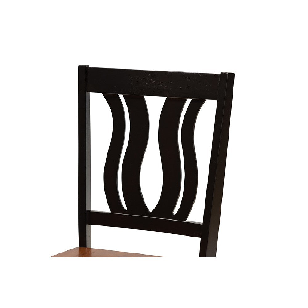 Baxton Studio Mare Modern and Contemporary Transitional Two-Tone Dark Brown and Walnut Brown Finished Wood 5-Piece Dining Set