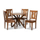 Baxton Studio Mare Modern and Contemporary Transitional Walnut Brown Finished Wood 5-Piece Dining Set