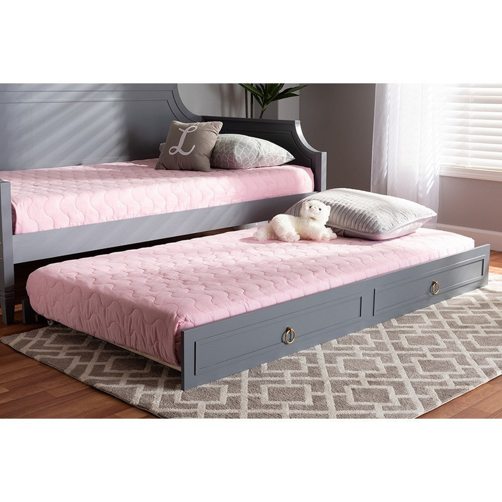 Baxton Studio Mariana Classic and Traditional Grey Finished Wood Twin Size Trundle