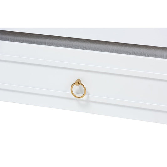 Baxton Studio Mariana Classic and Traditional White Finished Wood Full Size Daybed with Twin Size trundle