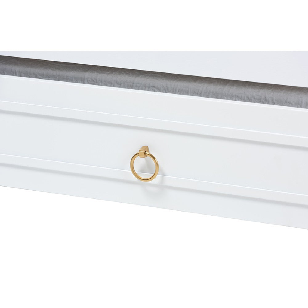 Baxton Studio Mariana Classic and Traditional White Finished Wood Full Size Daybed with Twin Size trundle