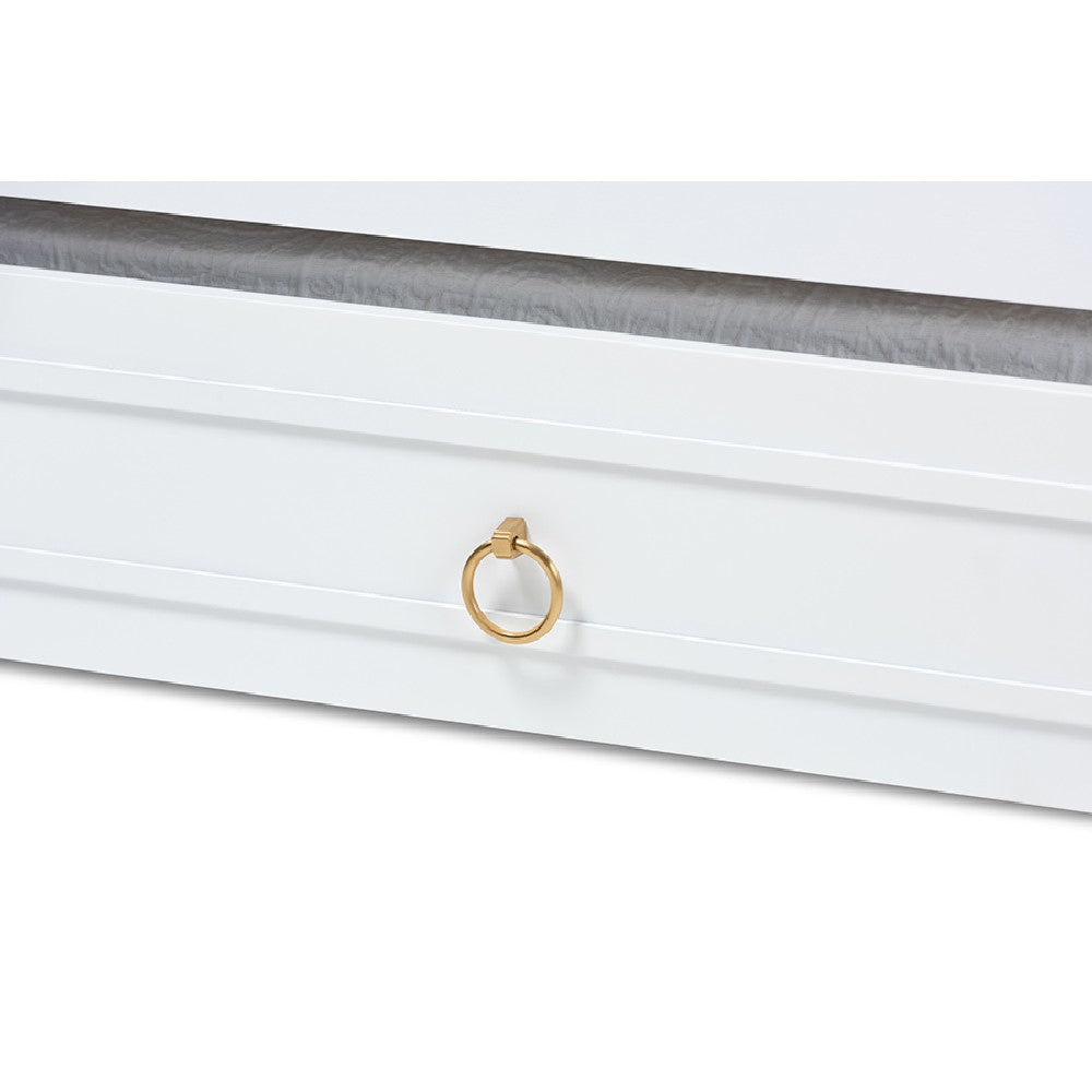 Baxton Studio Mariana Classic and Traditional White Finished Wood Twin Size Daybed with Trundle