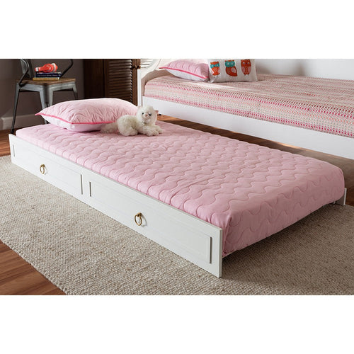 Baxton Studio Mariana Classic and Traditional White Finished Wood Twin Size Trundle