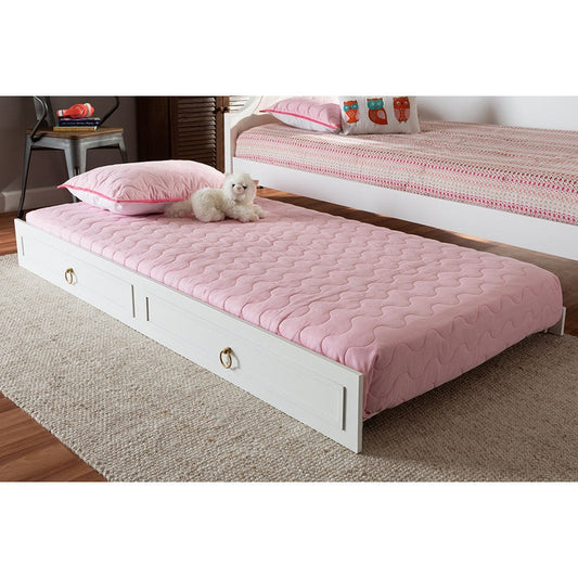 Baxton Studio Mariana Classic and Traditional White Finished Wood Twin Size Trundle