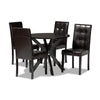 Baxton Studio Marie Modern and Contemporary Dark Brown Faux Leather Upholstered and Dark brown Finished Wood 5-Piece Dining Set