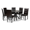 Baxton Studio Marie Modern and Contemporary Dark Brown Faux Leather Upholstered and Dark brown Finished Wood 7-Piece Dining Set