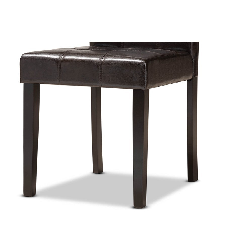 Baxton Studio Marie Modern and Contemporary Dark Brown Faux Leather Upholstered and Dark brown Finished Wood 7-Piece Dining Set