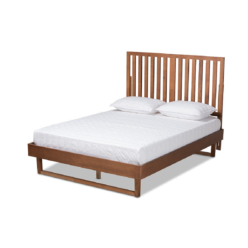 Baxton Studio Marin Modern and Contemporary Walnut Brown Finished Wood Queen Size Platform Bed