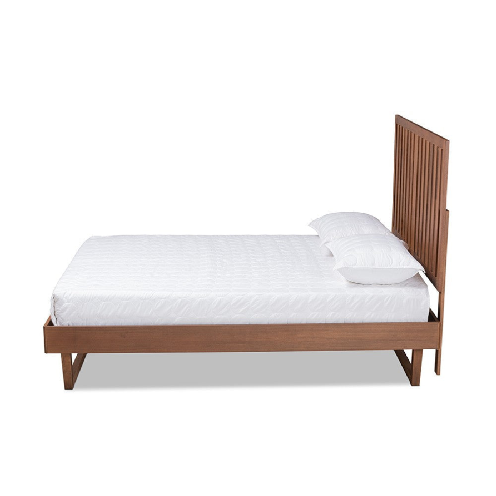Baxton Studio Marin Modern and Contemporary Walnut Brown Finished Wood Queen Size Platform Bed