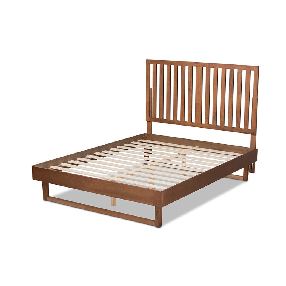 Baxton Studio Marin Modern and Contemporary Walnut Brown Finished Wood Queen Size Platform Bed