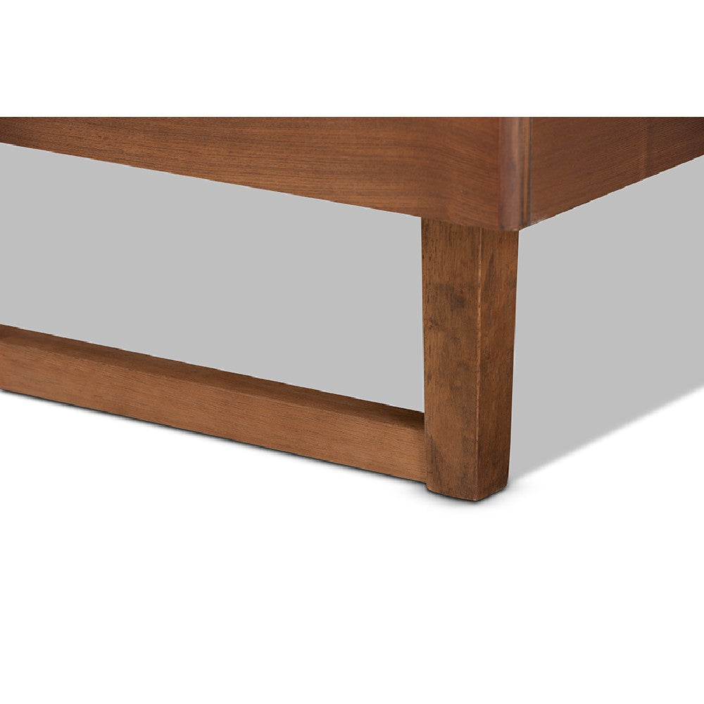 Baxton Studio Marin Modern and Contemporary Walnut Brown Finished Wood Queen Size Platform Bed