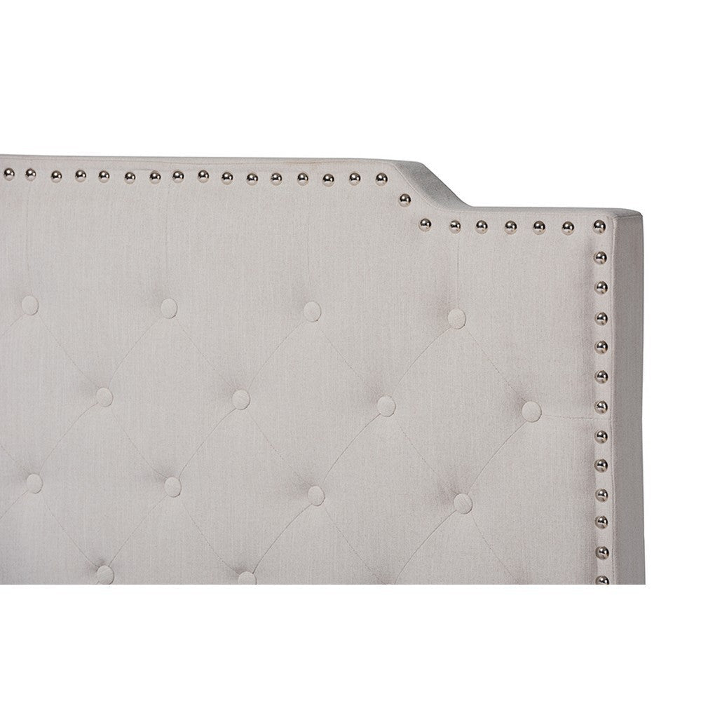 Baxton Studio Marion Modern Transitional Beige Fabric Upholstered Button Tufted Full Size Panel Bed WHI-Marion-Beige-Full