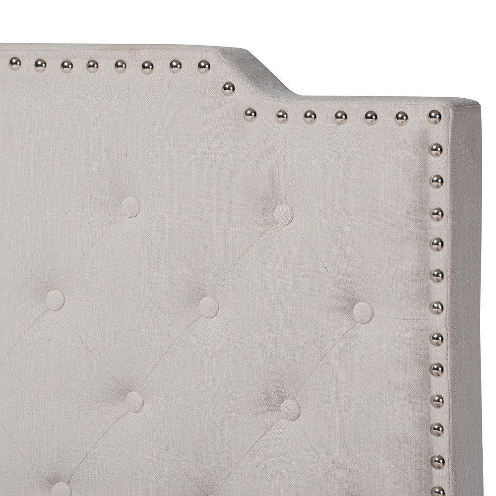 Baxton Studio Marion Modern Transitional Beige Fabric Upholstered Button Tufted King Size Panel Bed WHI-Marion-Beige-King