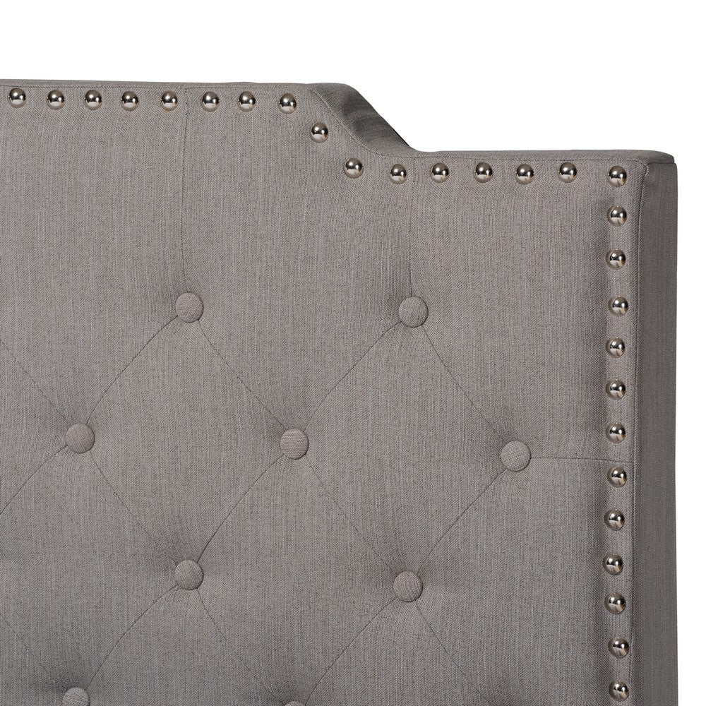 Baxton Studio Marion Modern Transitional Grey Fabric Upholstered Button Tufted Queen Size Panel Bed WHI-Marion-Grey-Queen