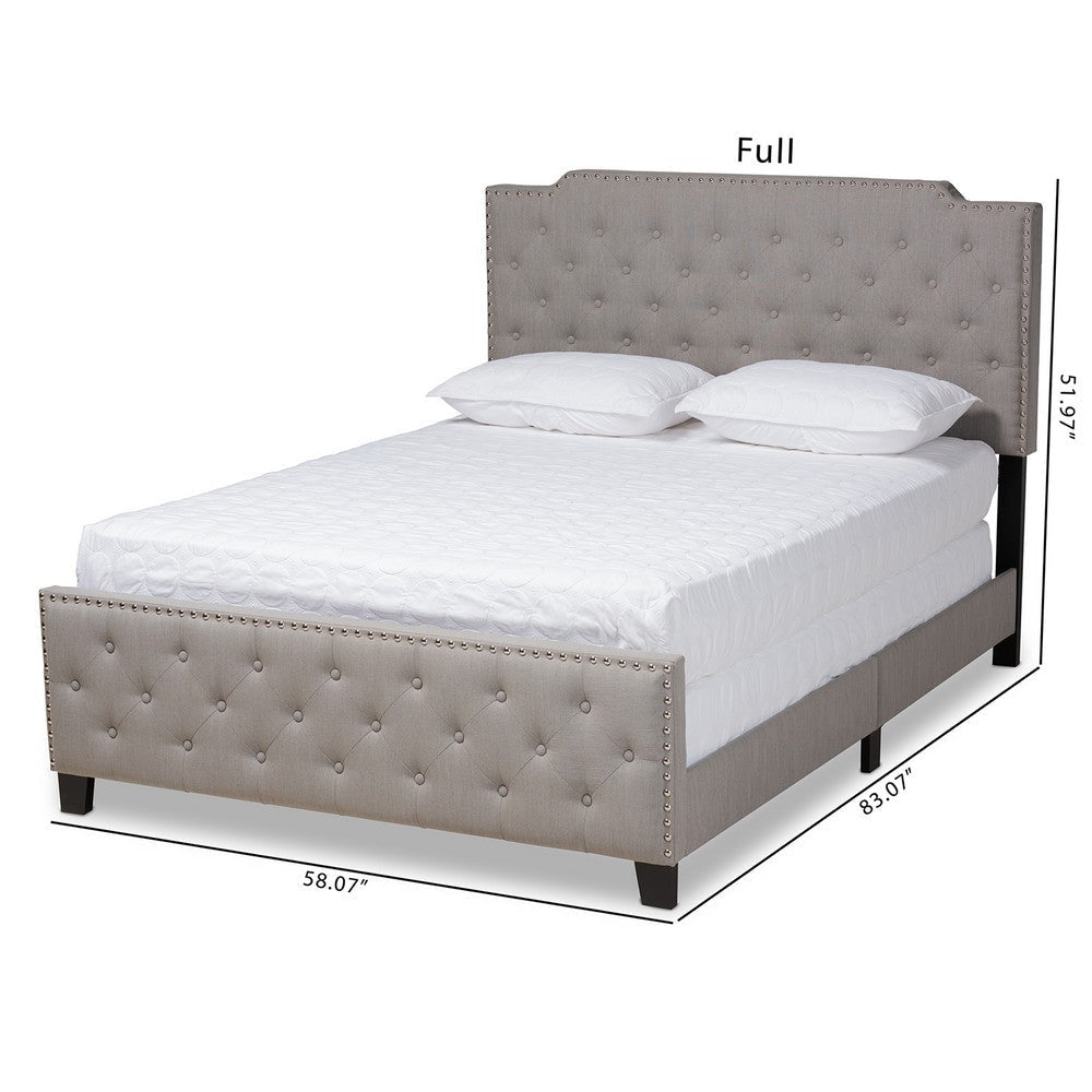 Baxton Studio Marion Modern Transitional Grey Fabric Upholstered Button Tufted Queen Size Panel Bed WHI-Marion-Grey-Queen