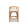 bali & pari Maverick Modern Bohemian White Fabric Upholstered and Natural Brown Rattan Counter Stool WHI-Maverick-Rattan-CS