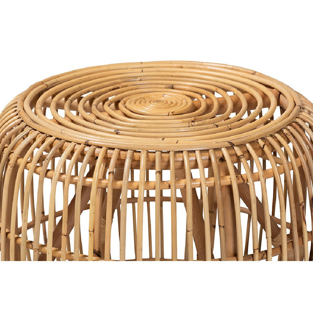 bali & pari Maverick Modern Bohemian Natural Brown Rattan End table WHI-Maverick-Rattan-ET