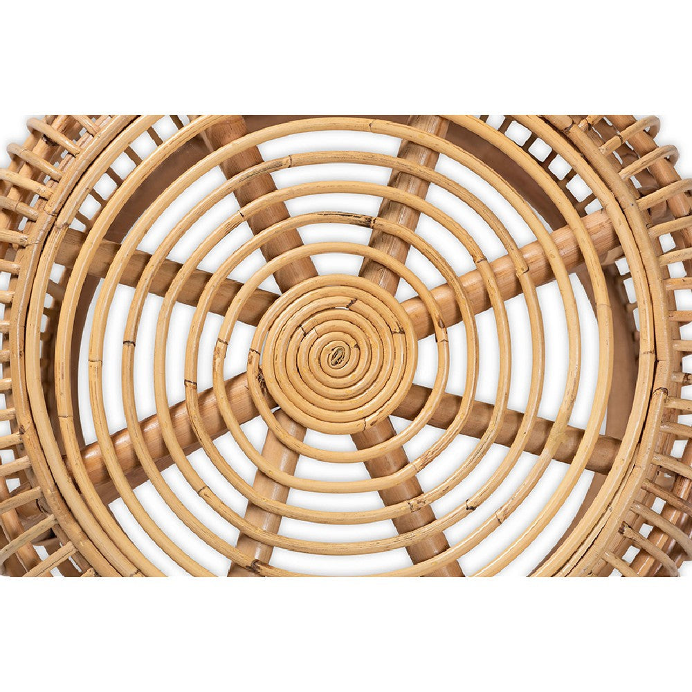 bali & pari Maverick Modern Bohemian Natural Brown Rattan End table WHI-Maverick-Rattan-ET