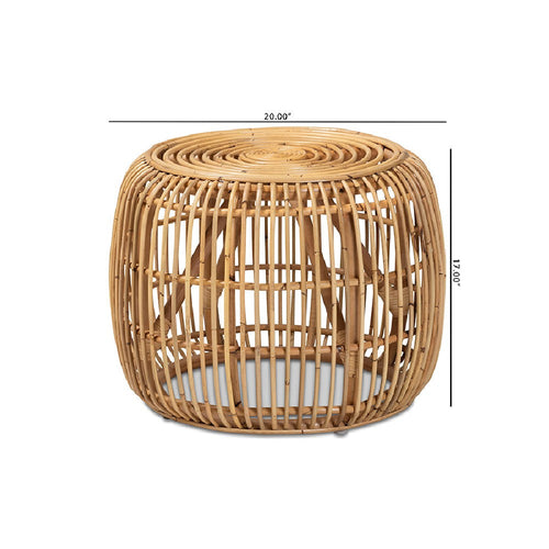 bali & pari Maverick Modern Bohemian Natural Brown Rattan End table