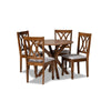 Baxton Studio Maya Modern and Contemporary Grey Fabric Upholstered and Walnut Brown Finished Wood 5-Piece Dining Set