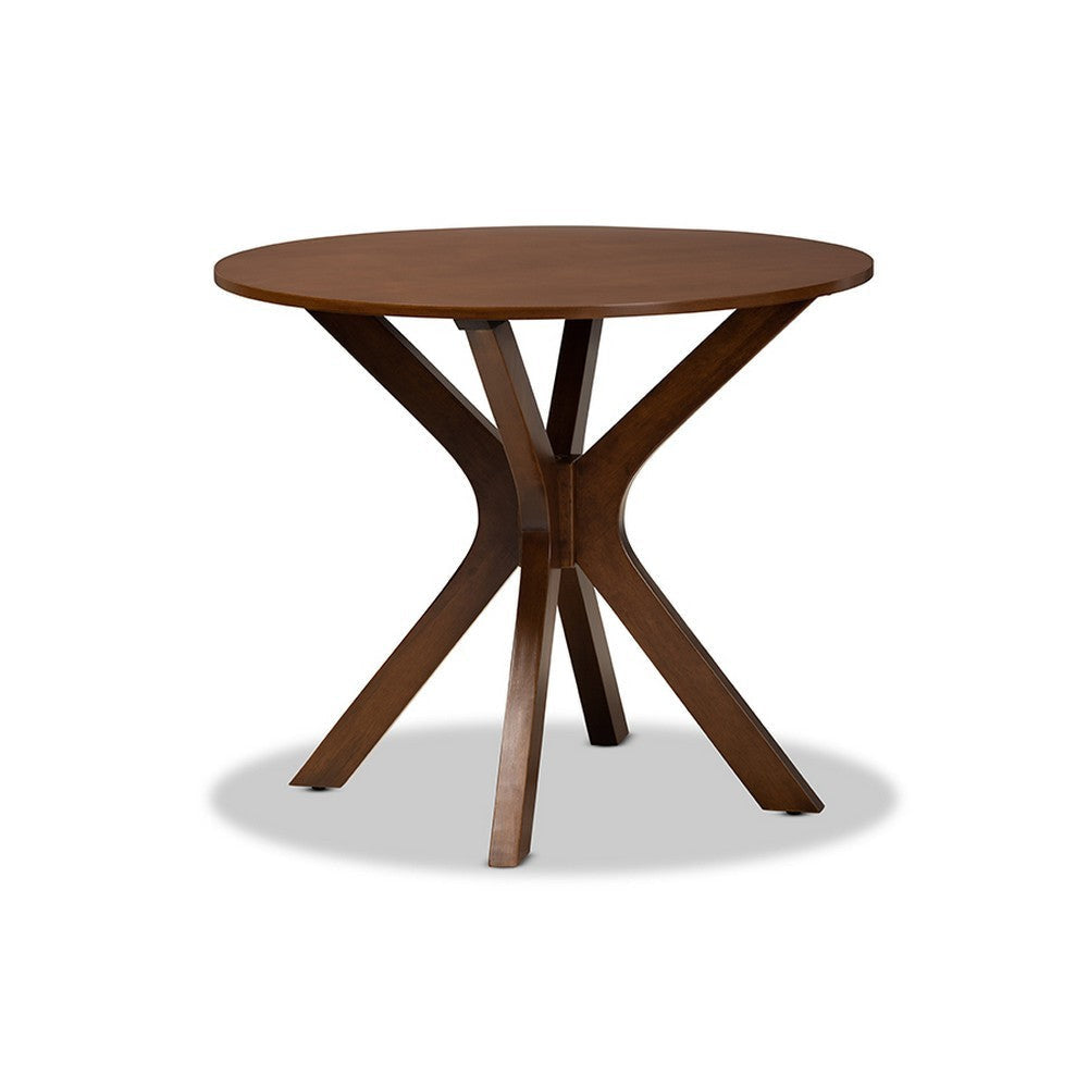 Baxton Studio Maya Modern and Contemporary Grey Fabric Upholstered and Walnut Brown Finished Wood 5-Piece Dining Set