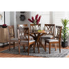 Baxton Studio Maya Modern Grey Fabric and Walnut Brown Finished Wood 7-Piece Dining Set