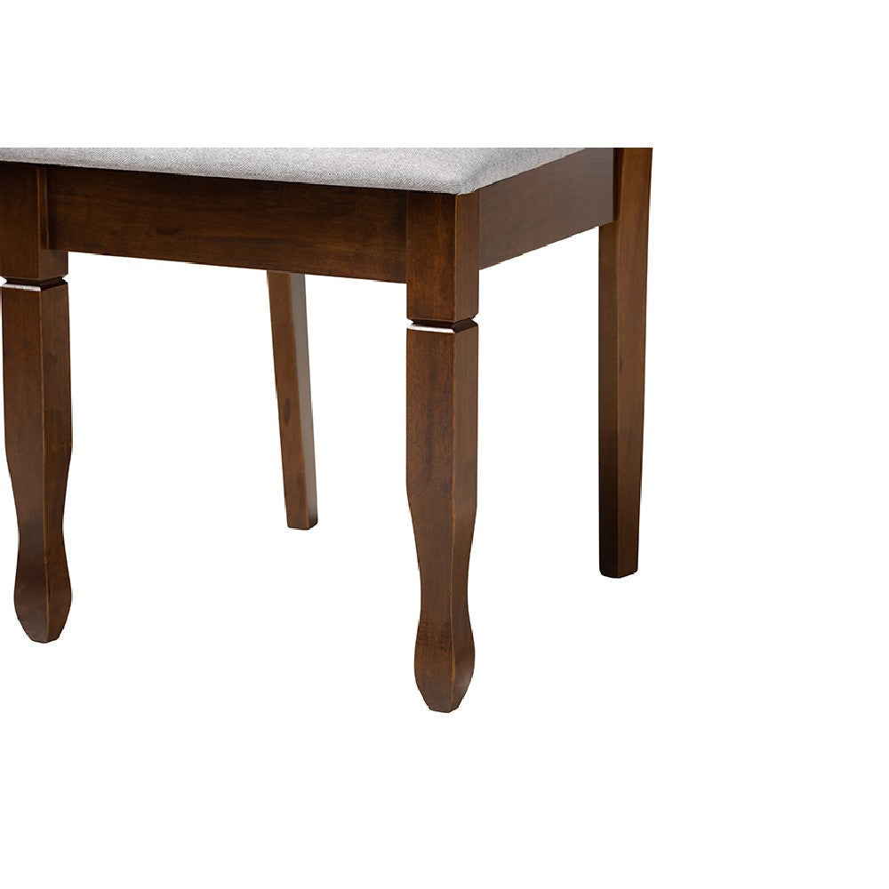 Baxton Studio Maya Modern Grey Fabric and Walnut Brown Finished Wood 7-Piece Dining Set